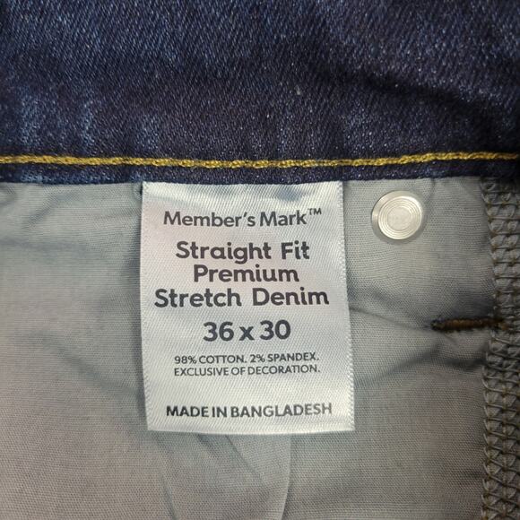 Members Mark Straight Fit Premium Stretch Denim 36 x 30 Blue - Picture 4 of 7